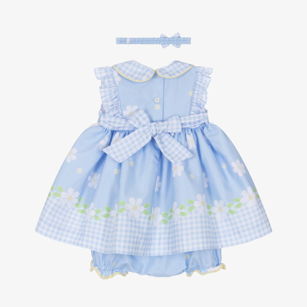 Pretty Originals-Girls Pale Blue Daisy Print Dress Set | Childrensalon