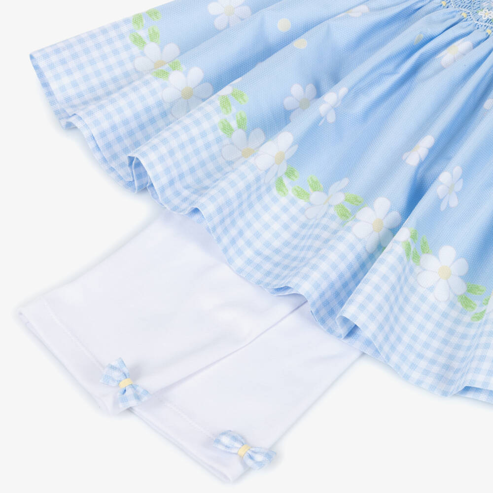 Pretty Originals-Girls Pale Blue Daisy Print Leggings Set | Childrensalon