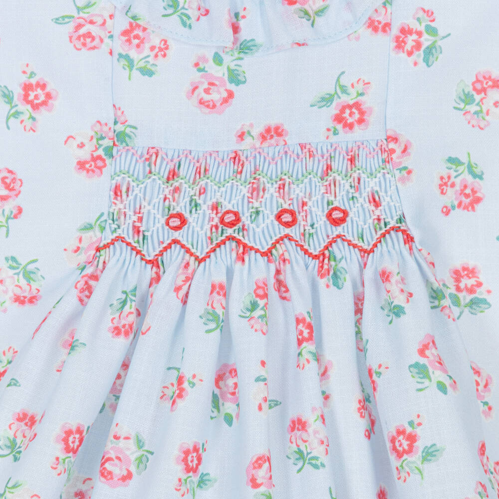 Pretty Originals-Girls Pale Blue Dress Set with Floral Print | Childrensalon