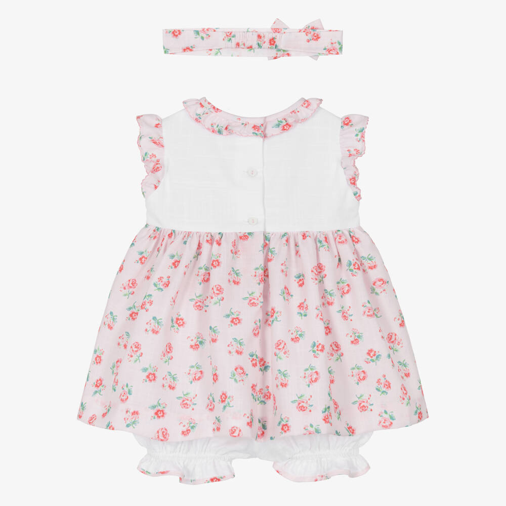 Pretty Originals-Girls Pale Pink Dress Set with Rose Floral Print | Childrensalon