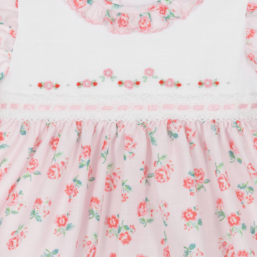 Pretty Originals-Girls Pale Pink Dress Set with Rose Floral Print | Childrensalon