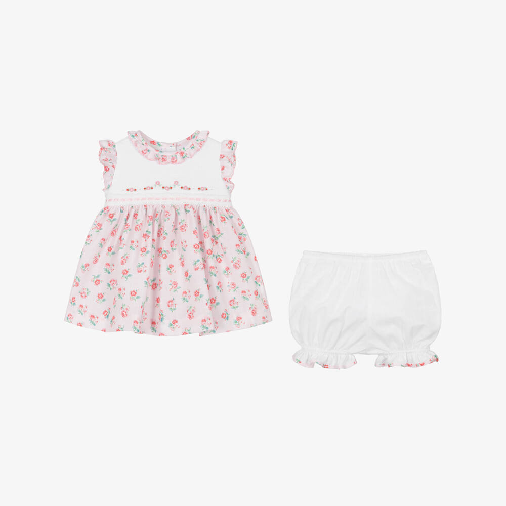Pretty Originals-Girls Pale Pink Floral Dress Set with Headband & Bloomers | Childrensalon