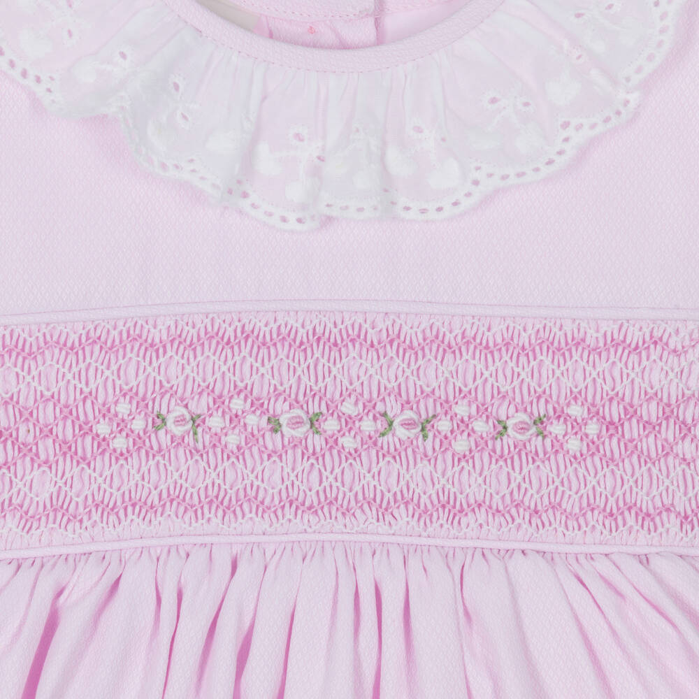 Pretty Originals-Girls Pale Pink Hand-Smocked Dress & Headband Set | Childrensalon