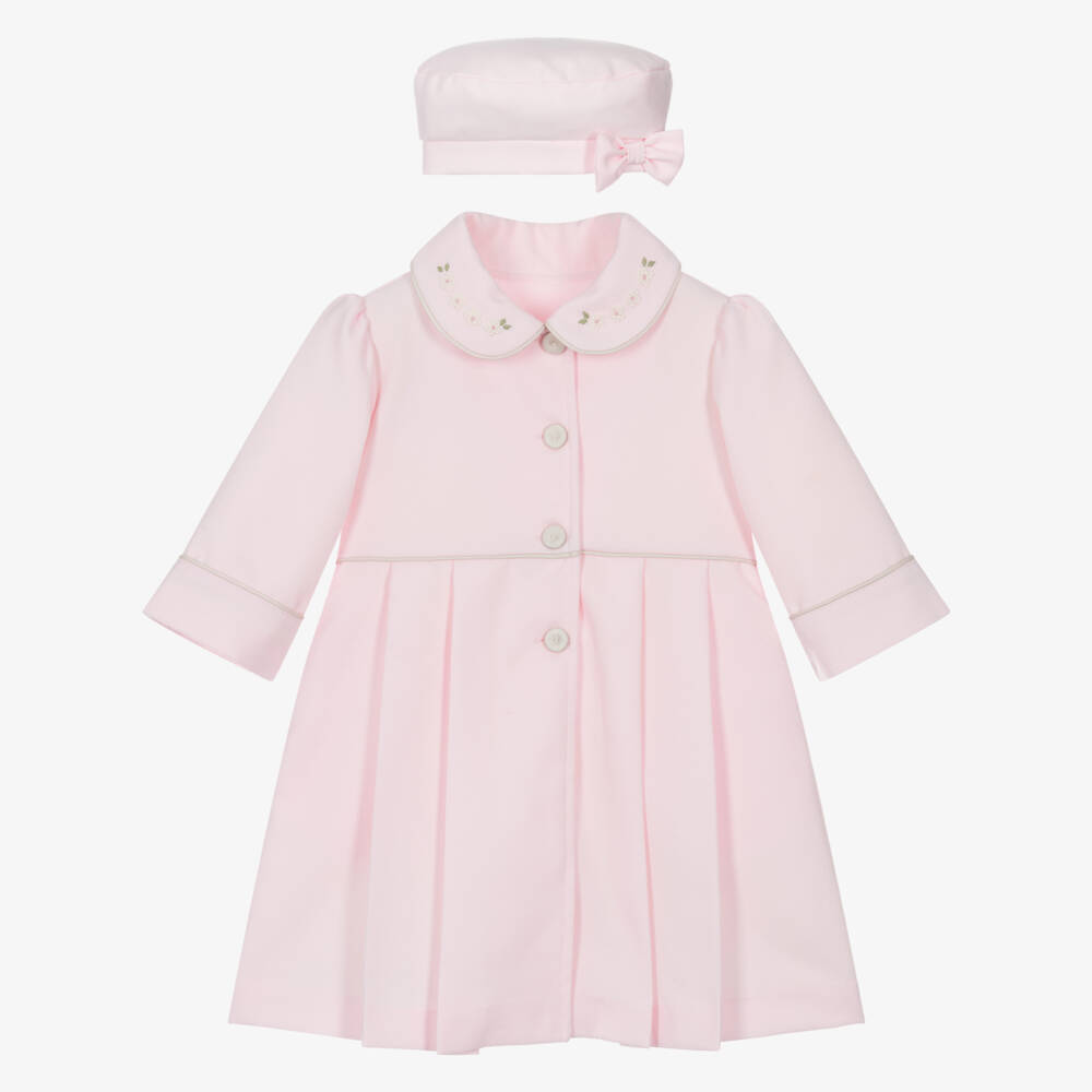Pretty Originals-Girls Pink Coat & Hat Set | Childrensalon