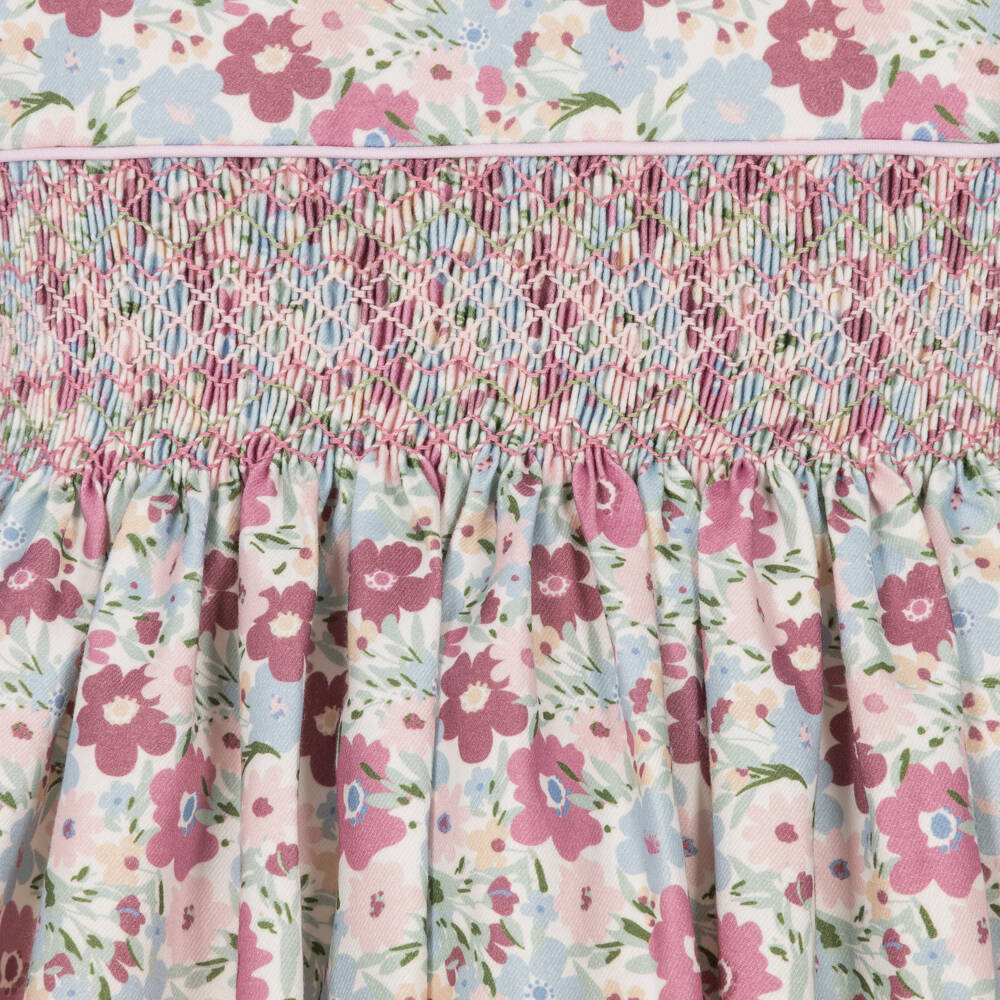 Pretty Originals-Girls Pink Floral Hand-Smocked Dress & Headband Set | Childrensalon