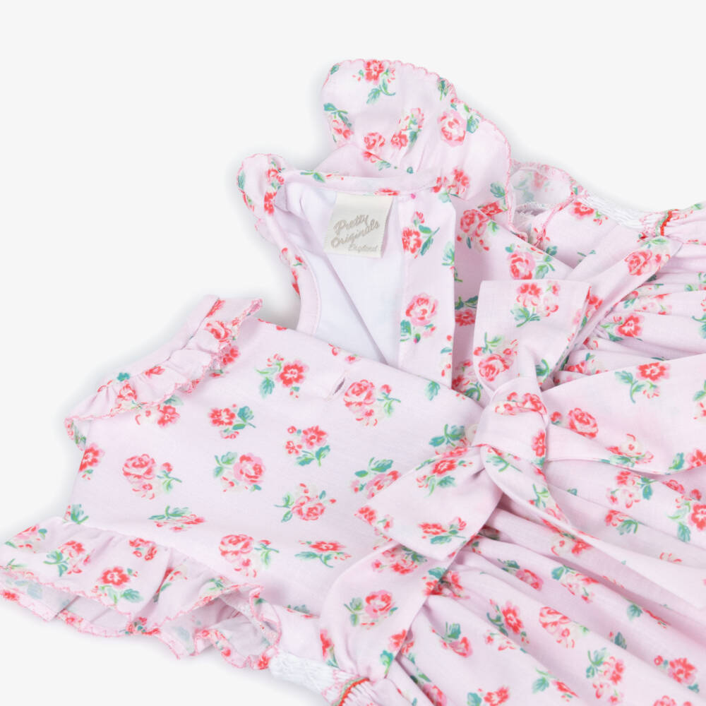 Pretty Originals-Girls Pink Floral Hand-Smocked & Embroidered Dress | Childrensalon
