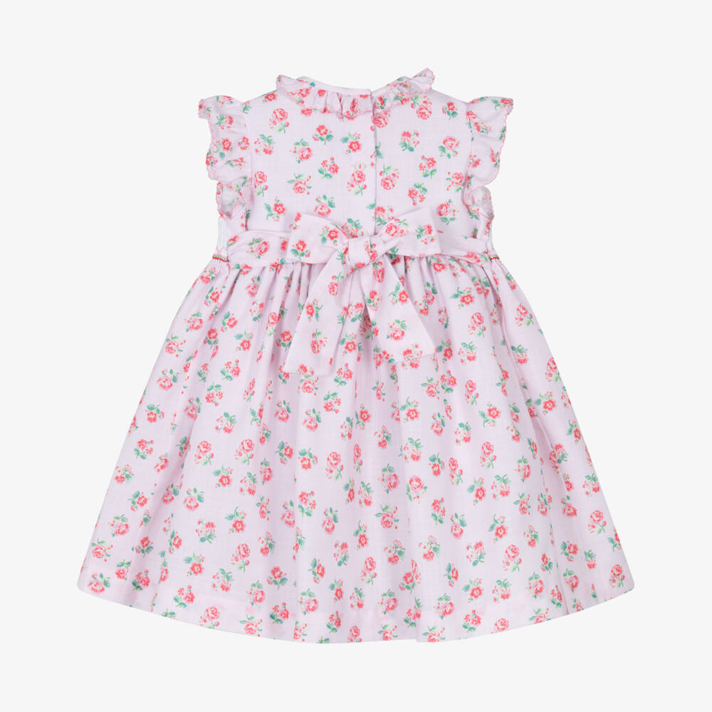 Pretty Originals-Girls Pink Floral Hand-Smocked & Embroidered Dress | Childrensalon