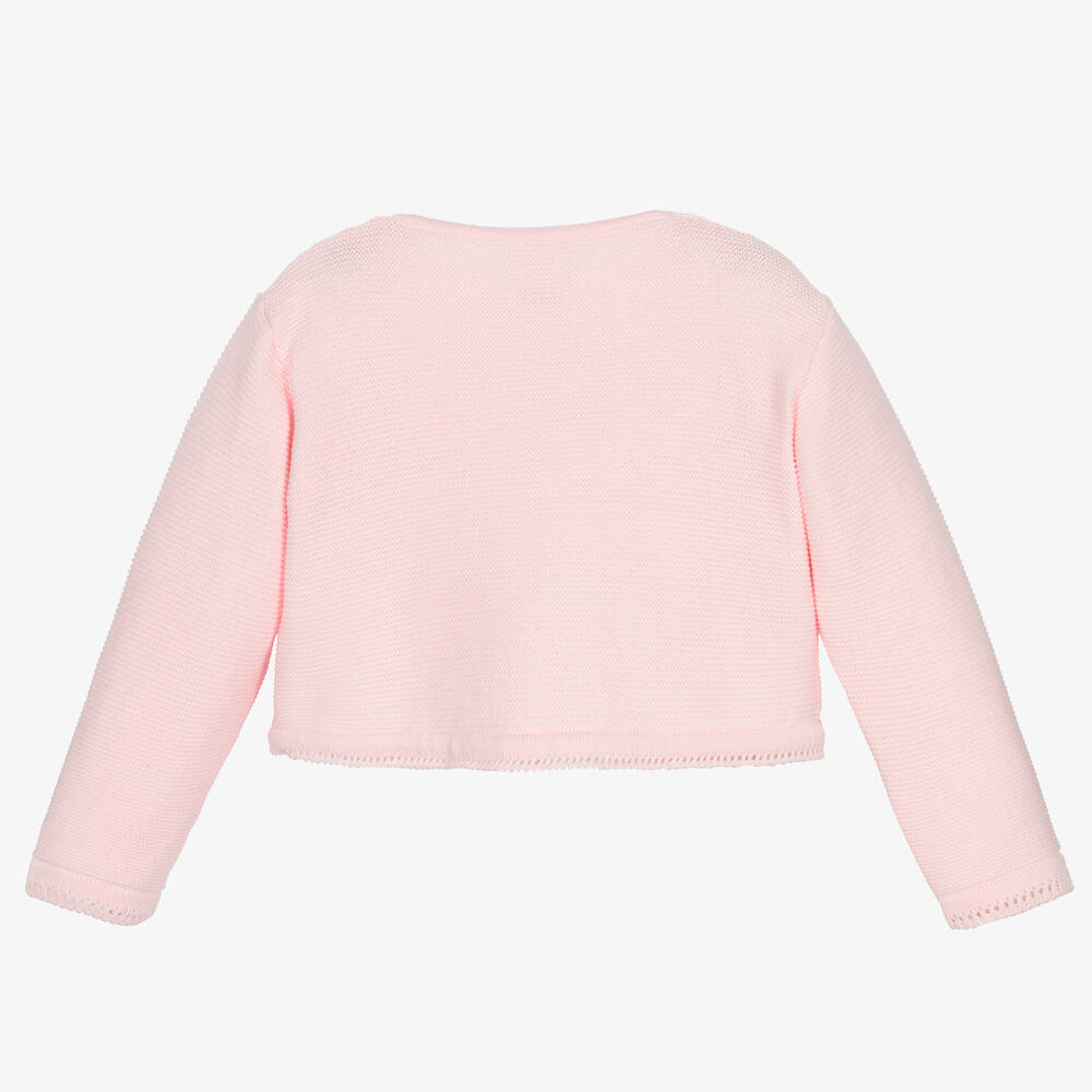 Pretty Originals-Girls Pink Knitted Cotton Cardigan | Childrensalon