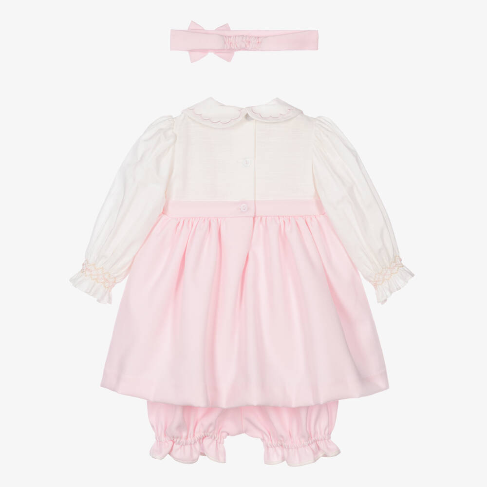 Pretty Originals-Girls Pink & Off-White Dress Set with Headband | Childrensalon