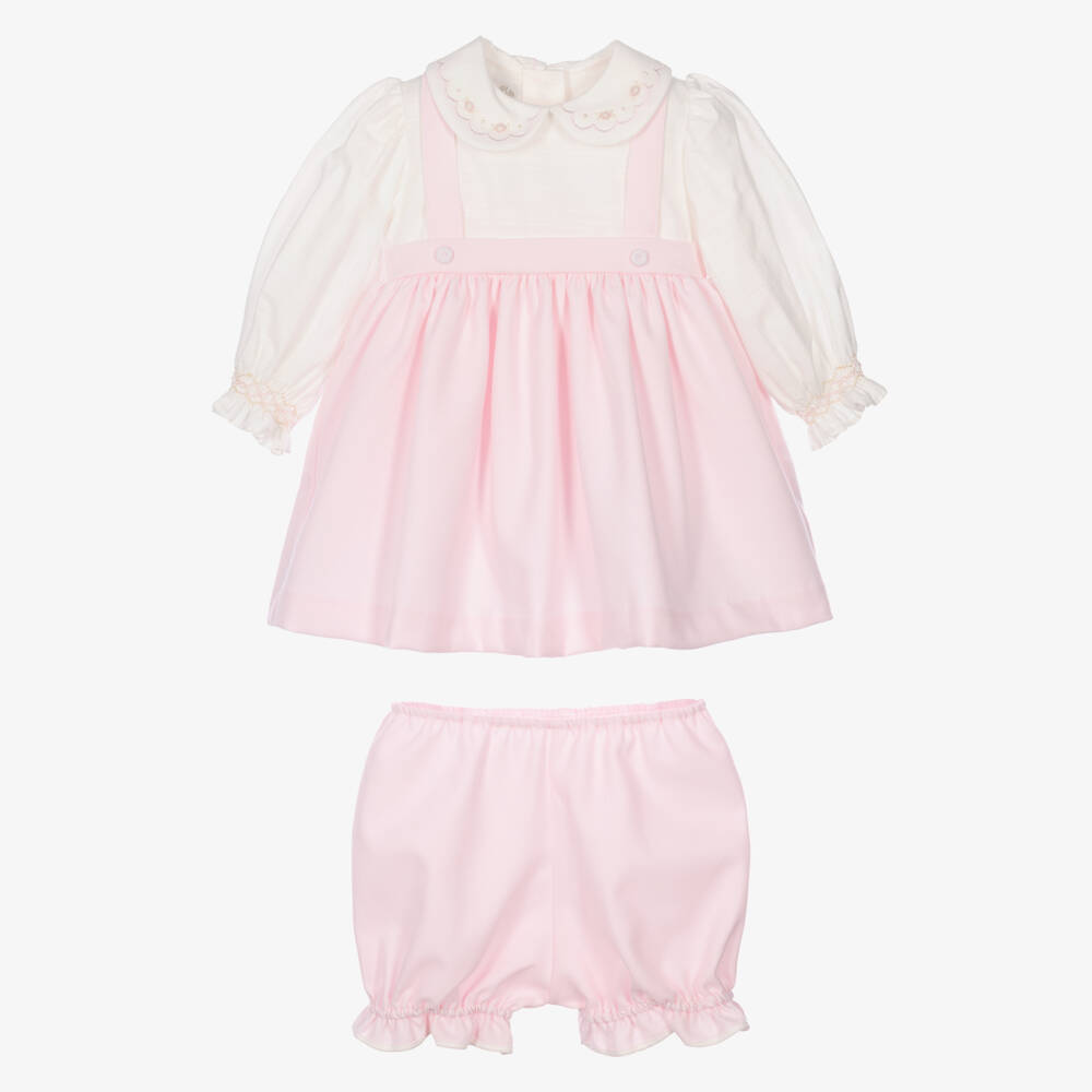 Pretty Originals-Girls Pink & Off-White Dress Set with Headband | Childrensalon
