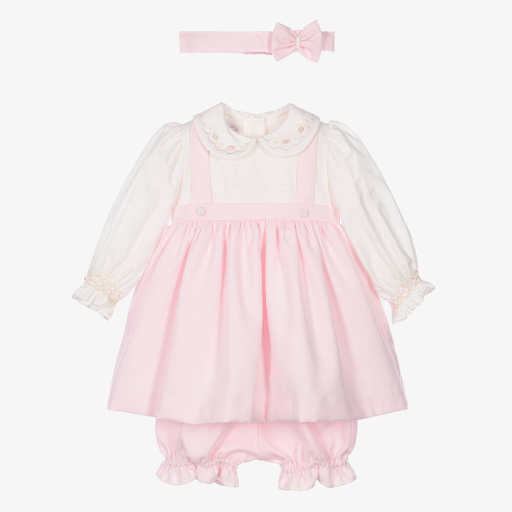 Pretty Originals-Girls Pink & Off-White Dress Set with Headband | Childrensalon