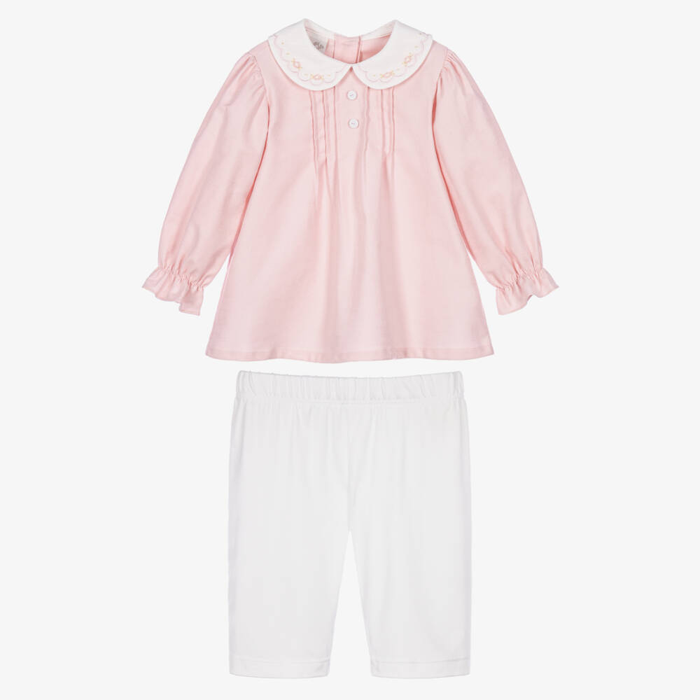 Pretty Originals-Girls Pink & White Leggings Set | Childrensalon
