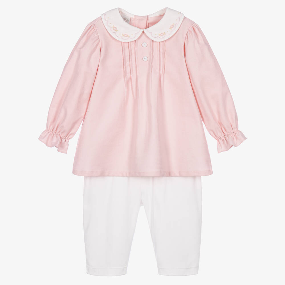 Pretty Originals-Girls Pink & White Leggings Set | Childrensalon