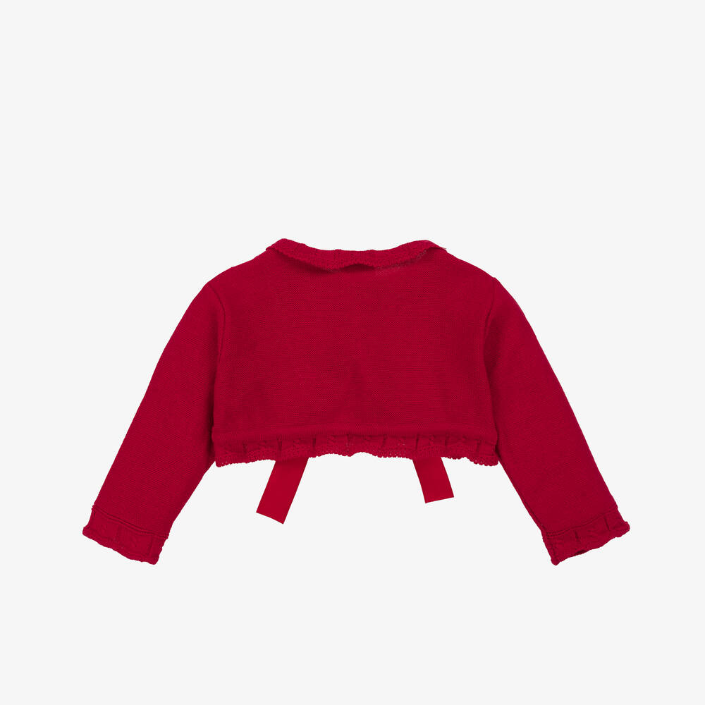 Pretty Originals-Girls Red Cotton Knit Bolero Cardigan | Childrensalon