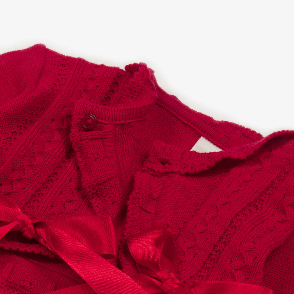 Pretty Originals-Girls Red Cotton Knit Bolero Cardigan | Childrensalon