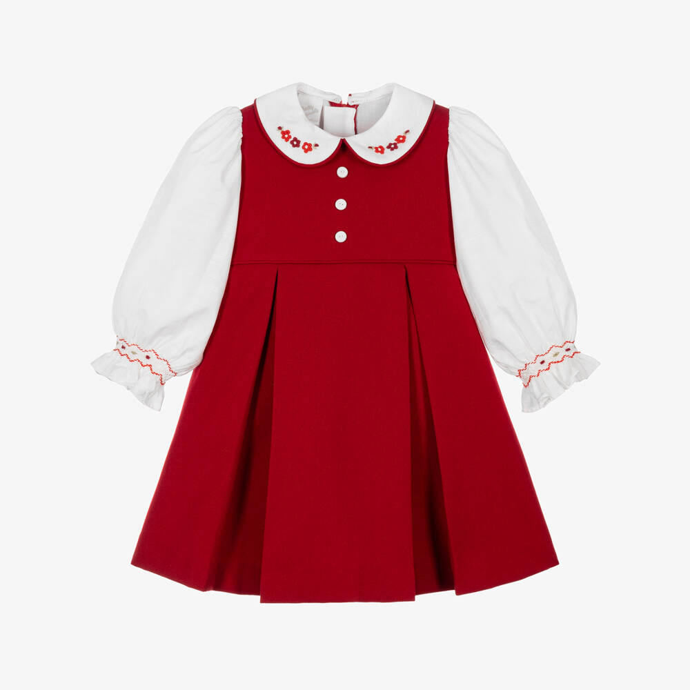 Pretty Originals-Girls Red Dress with Hand-Embroidered Details | Childrensalon