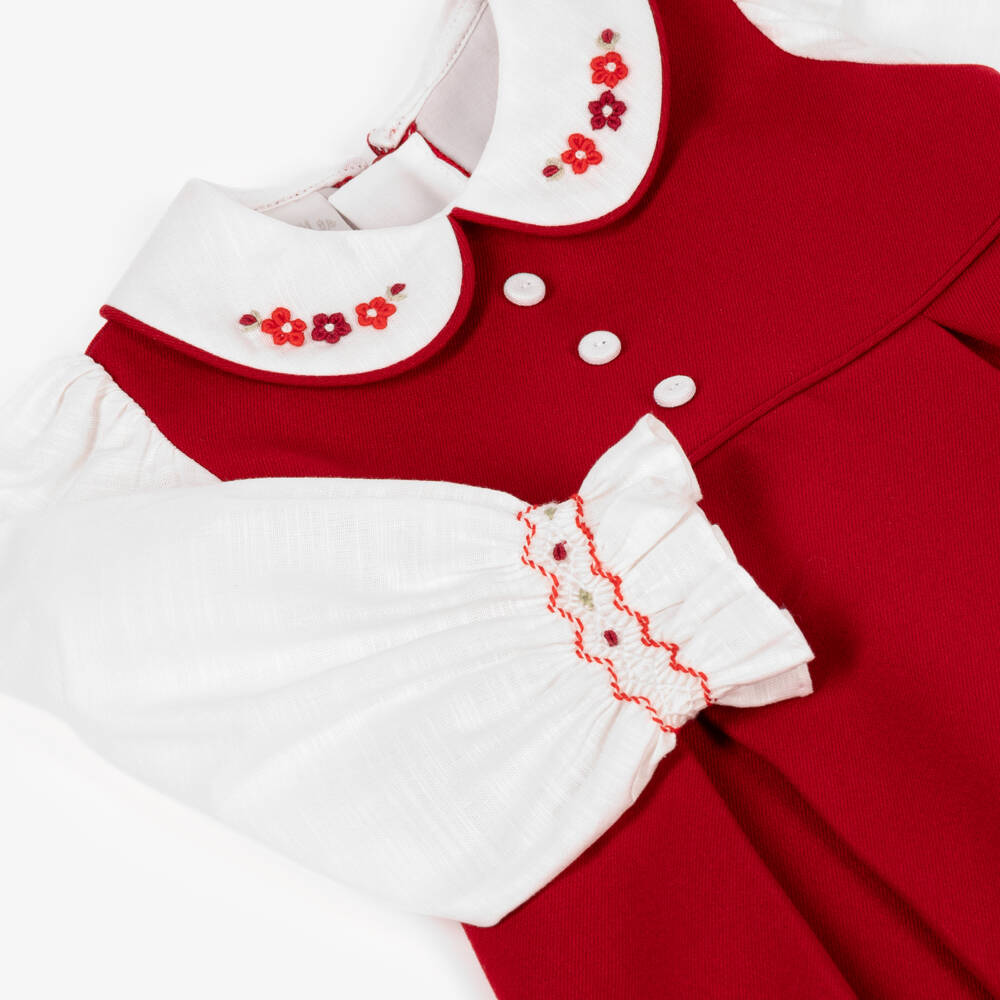 Pretty Originals-Girls Red Dress with Hand-Embroidered Details | Childrensalon
