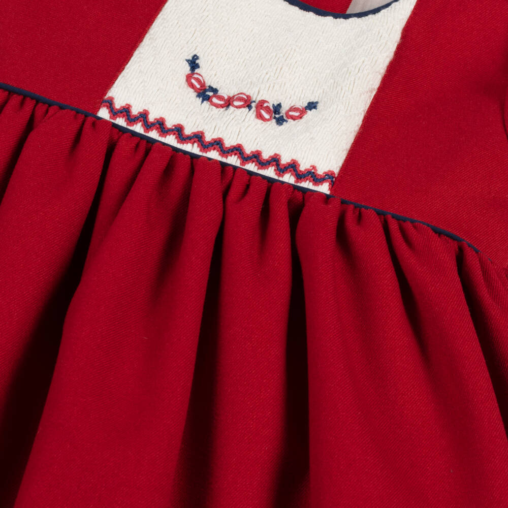 Pretty Originals-Girls Red Hand Smocked & Embroidered Dress | Childrensalon