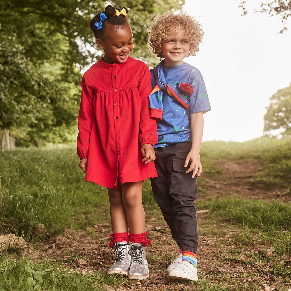 Pretty Originals-جوارب بوم-بوم مزيج قطن محبوك لون أحمر للبنات | Childrensalon