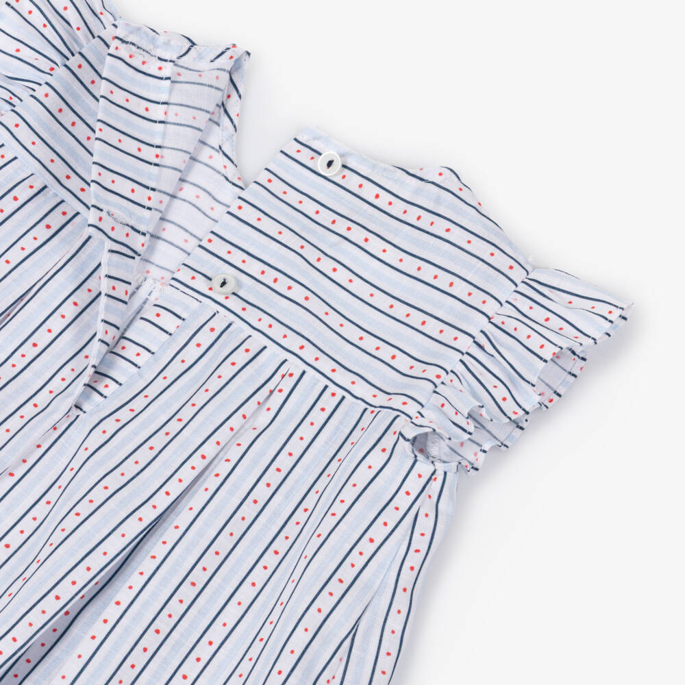 Pretty Originals-Girls White & Blue Cotton Sailor Dress Set | Childrensalon