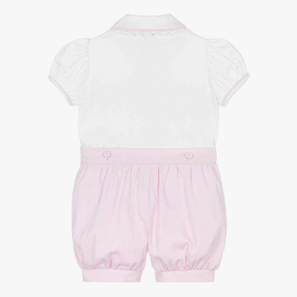Pretty Originals-طقم شورت قطن لون أبيض وزهري للبنات | Childrensalon