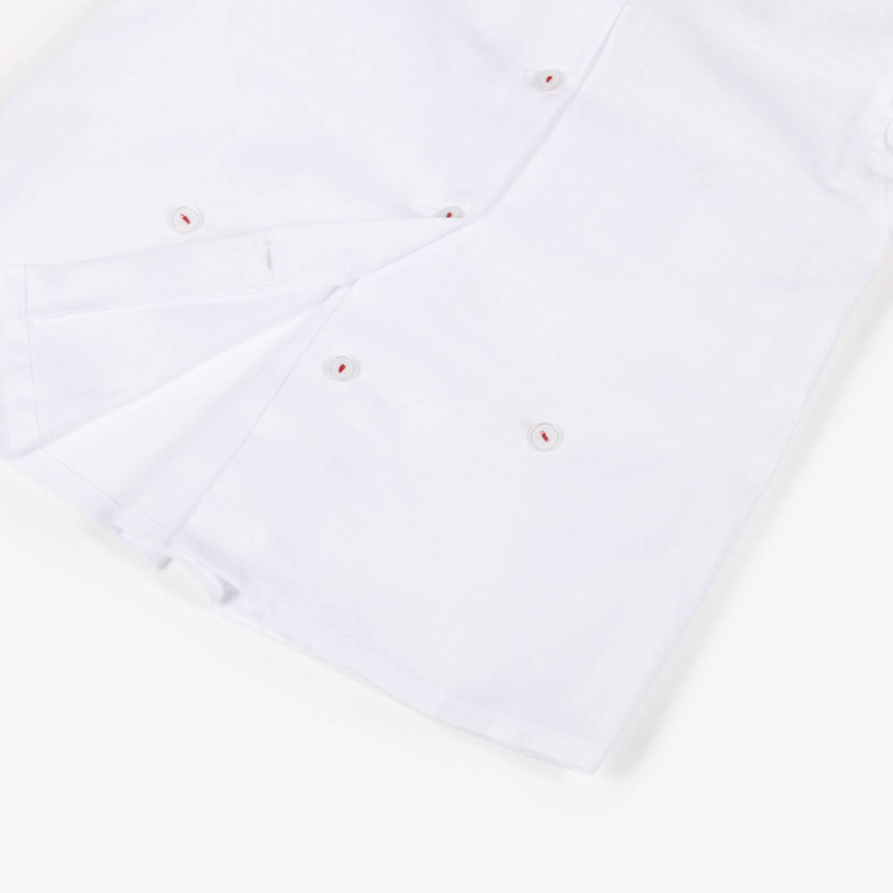 Pretty Originals-Girls White & Red Cotton Buster Suit with Hand Smocking | Childrensalon