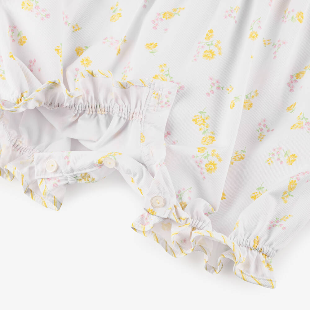 Pretty Originals-Girls White Shortie with Pink & Yellow Floral Print | Childrensalon