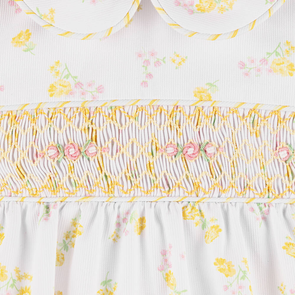 Pretty Originals-Girls White Shortie with Pink & Yellow Floral Print | Childrensalon
