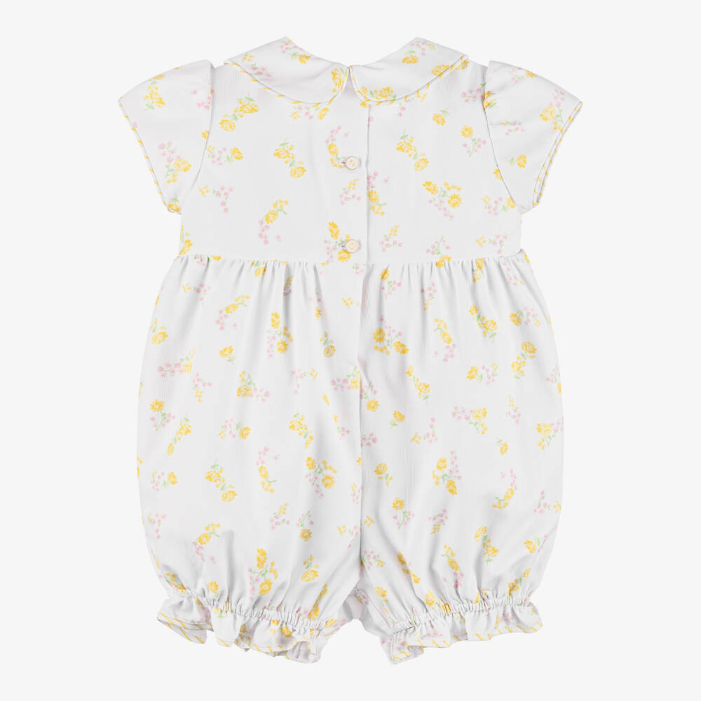 Pretty Originals-Girls White Shortie with Yellow & Pink Floral Print | Childrensalon