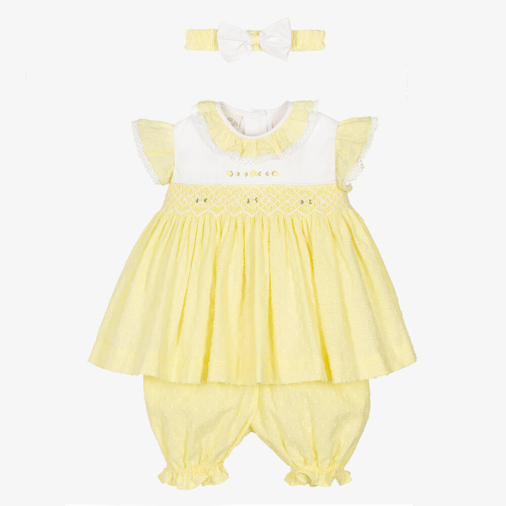 Yellow Smocked Cotton Dress