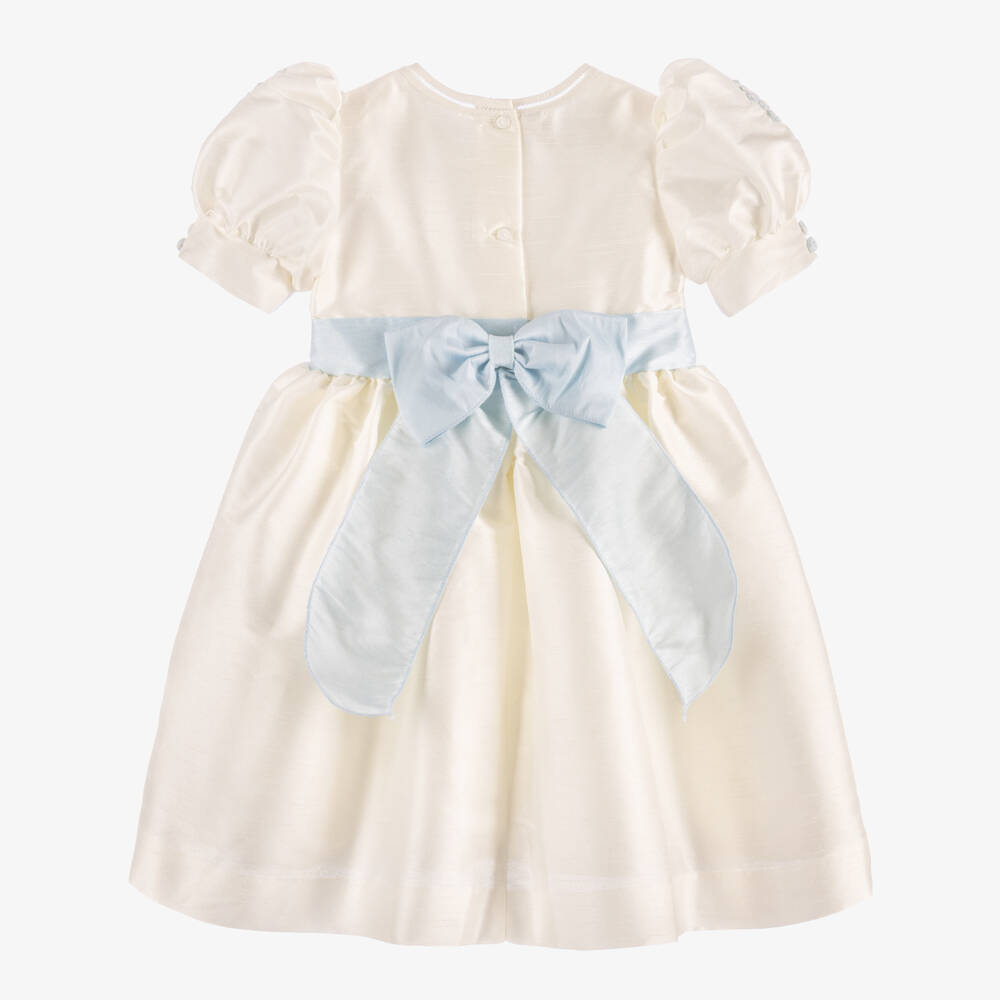 Pretty Originals-Ivory Silk Dupoin Dress | Childrensalon