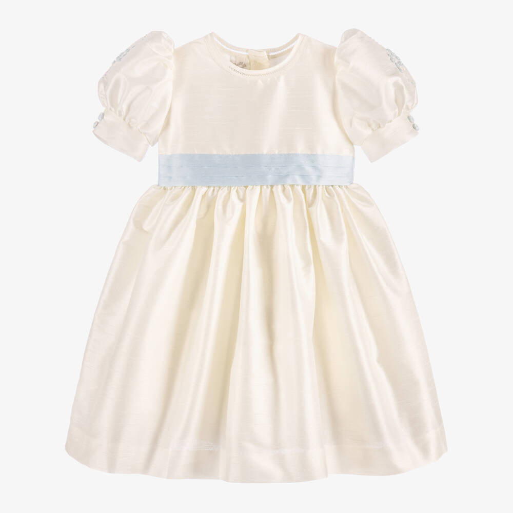 Pretty Originals-Ivory Silk Dupoin Dress | Childrensalon