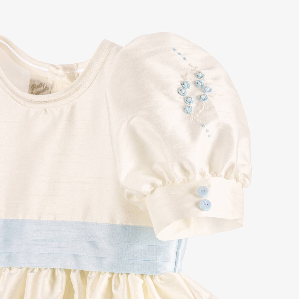 Pretty Originals-Ivory Silk Dupoin Dress | Childrensalon