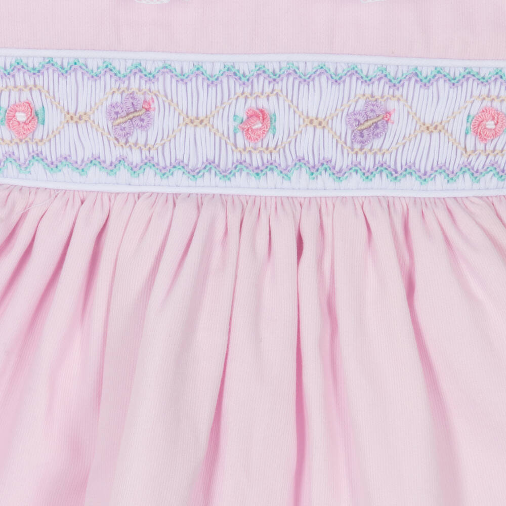 Pretty Originals-Little Girls Pale Pink Hand-Smocked Dress & Headband Set | Childrensalon