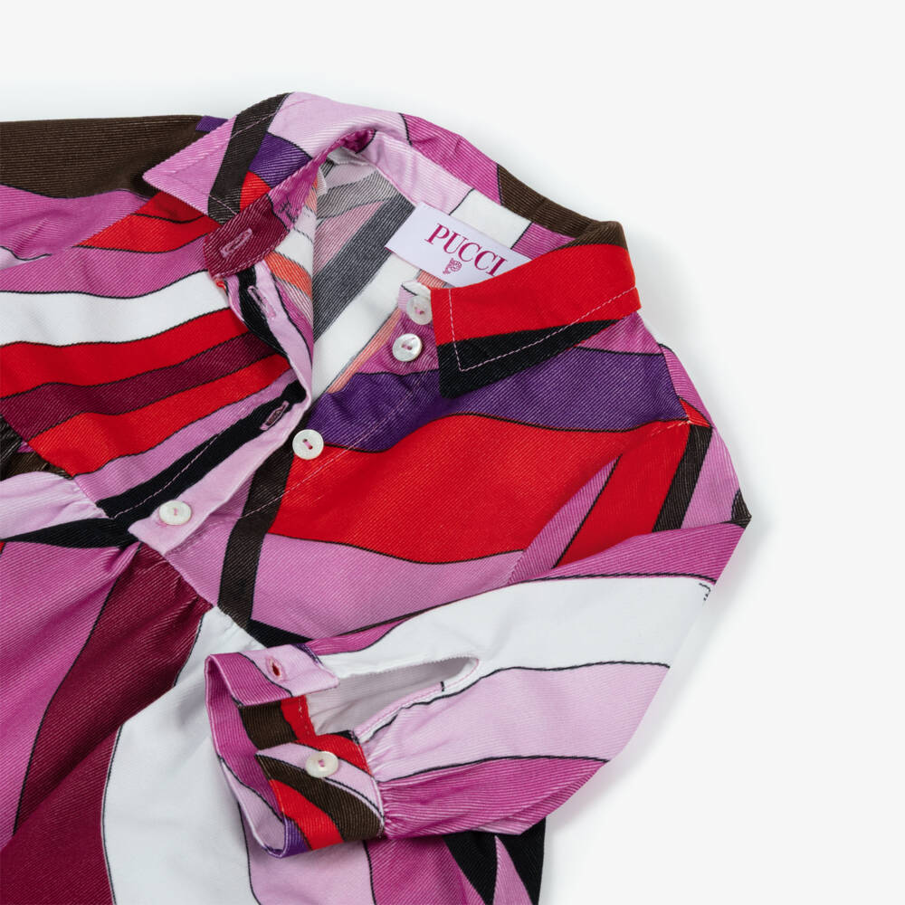 PUCCI-Baby Girls Pink Iride Print Needlecord Dress | Childrensalon