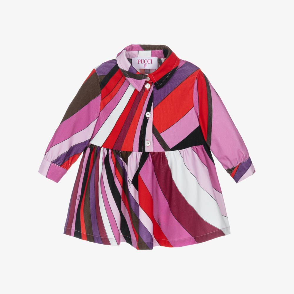 PUCCI-Baby Girls Pink Iride Print Needlecord Dress | Childrensalon