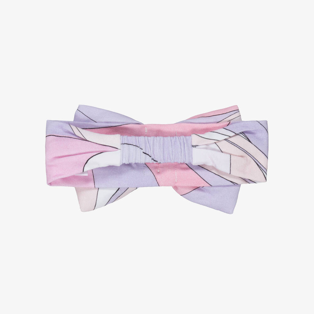 PUCCI-Baby Girls Pink & Lilac Marmo Print Bow Headband | Childrensalon