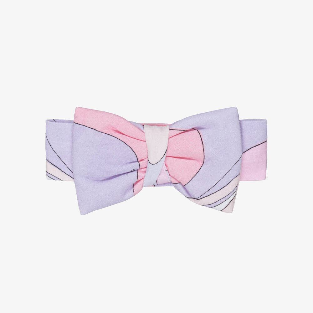 PUCCI-Baby Girls Pink & Lilac Marmo Print Bow Headband | Childrensalon