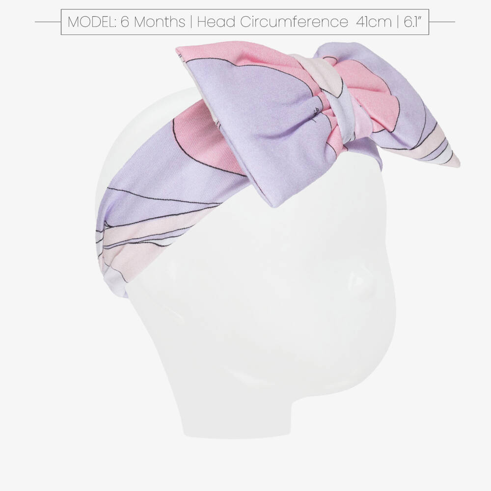 PUCCI-Baby Girls Pink & Lilac Marmo Print Bow Headband | Childrensalon