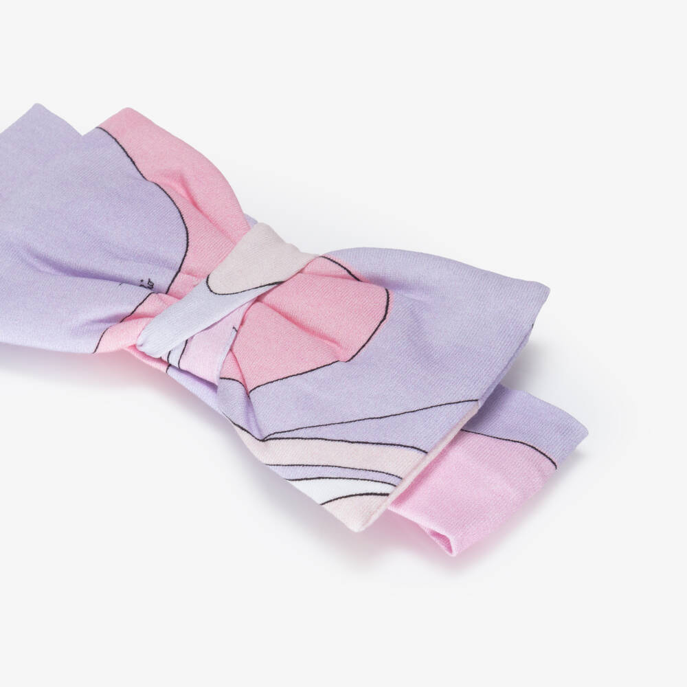 PUCCI-Baby Girls Pink & Lilac Marmo Print Bow Headband | Childrensalon