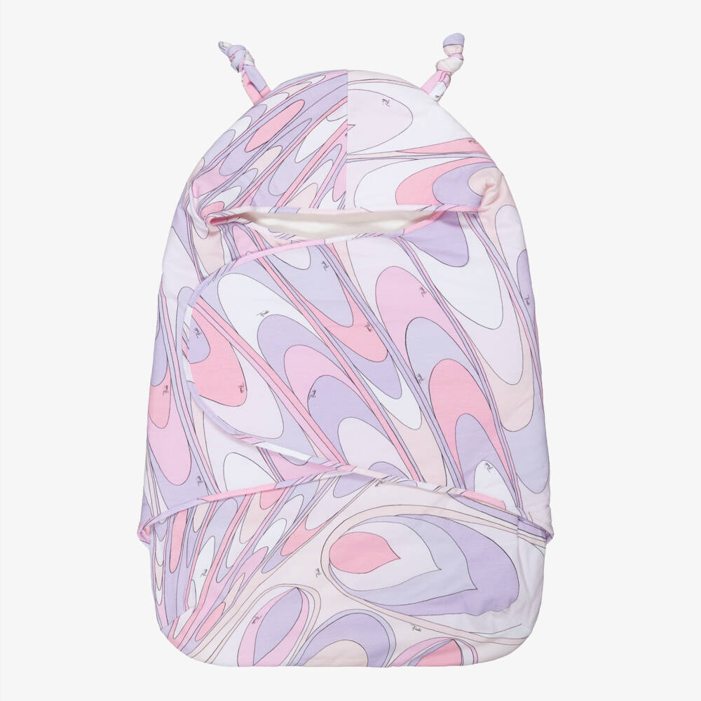 PUCCI-Baby Girls Pink & Lilac Purple Marmo Print Nest (74cm) | Childrensalon