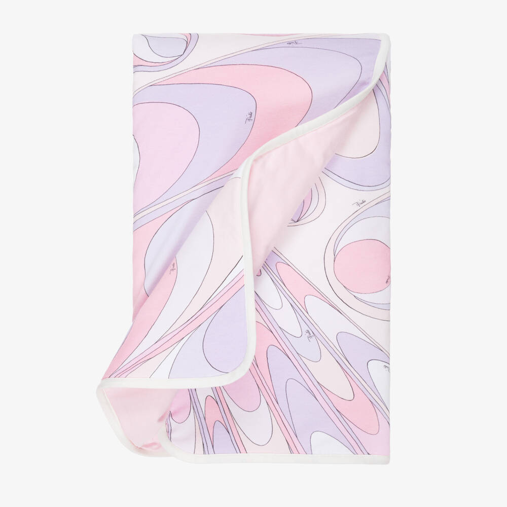 PUCCI-Baby Girls Pink & Lilac Purple Onde Print Blanket (89cm) | Childrensalon
