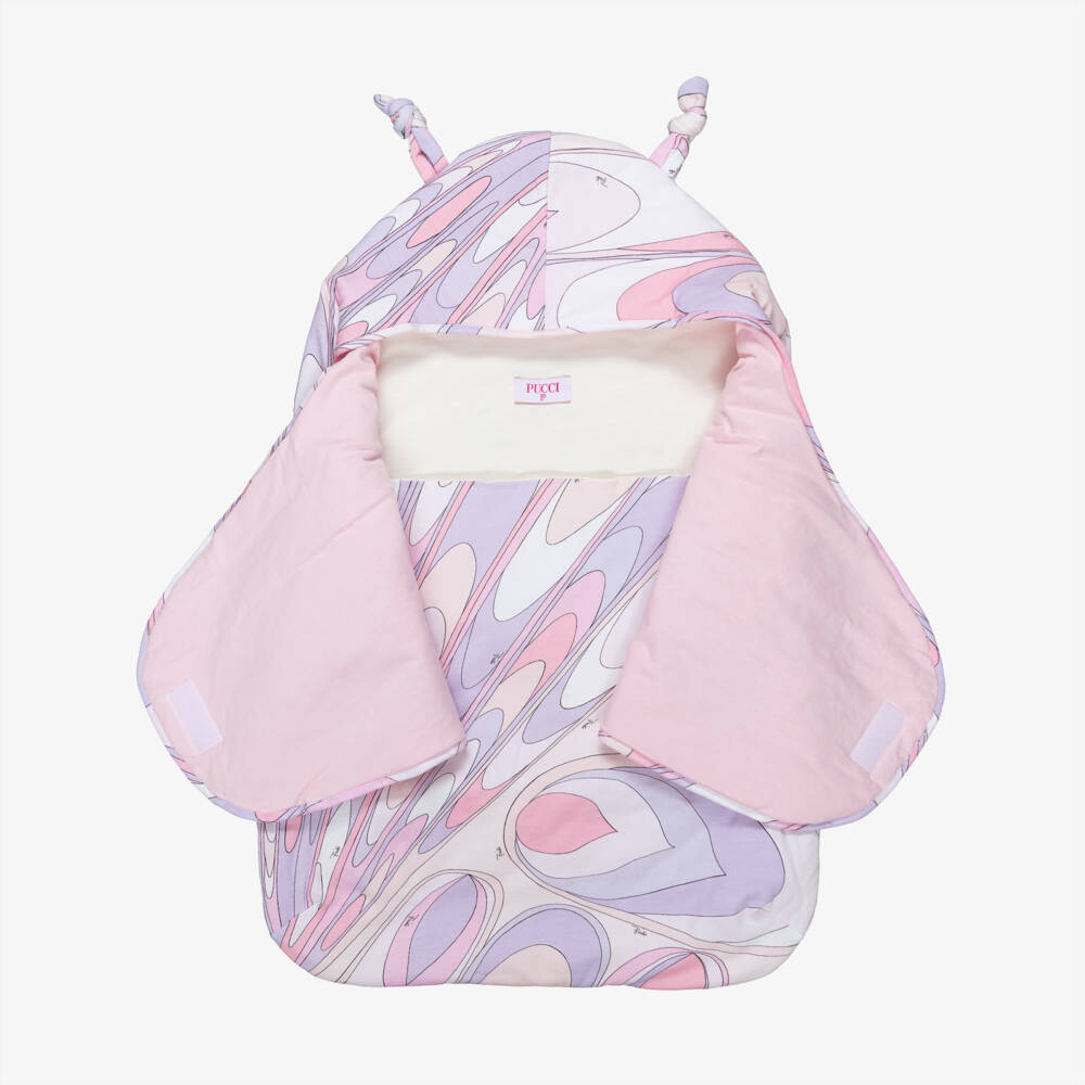 PUCCI-Baby Girls Pink & Lilac Purple Onde Print Nest (74cm) | Childrensalon