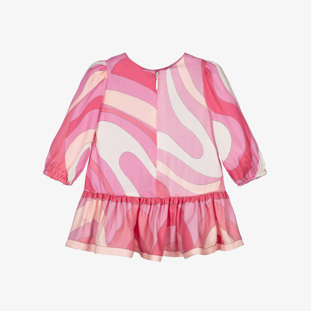PUCCI-Baby Girls Pink Long Sleeve Iride Print Dress | Childrensalon