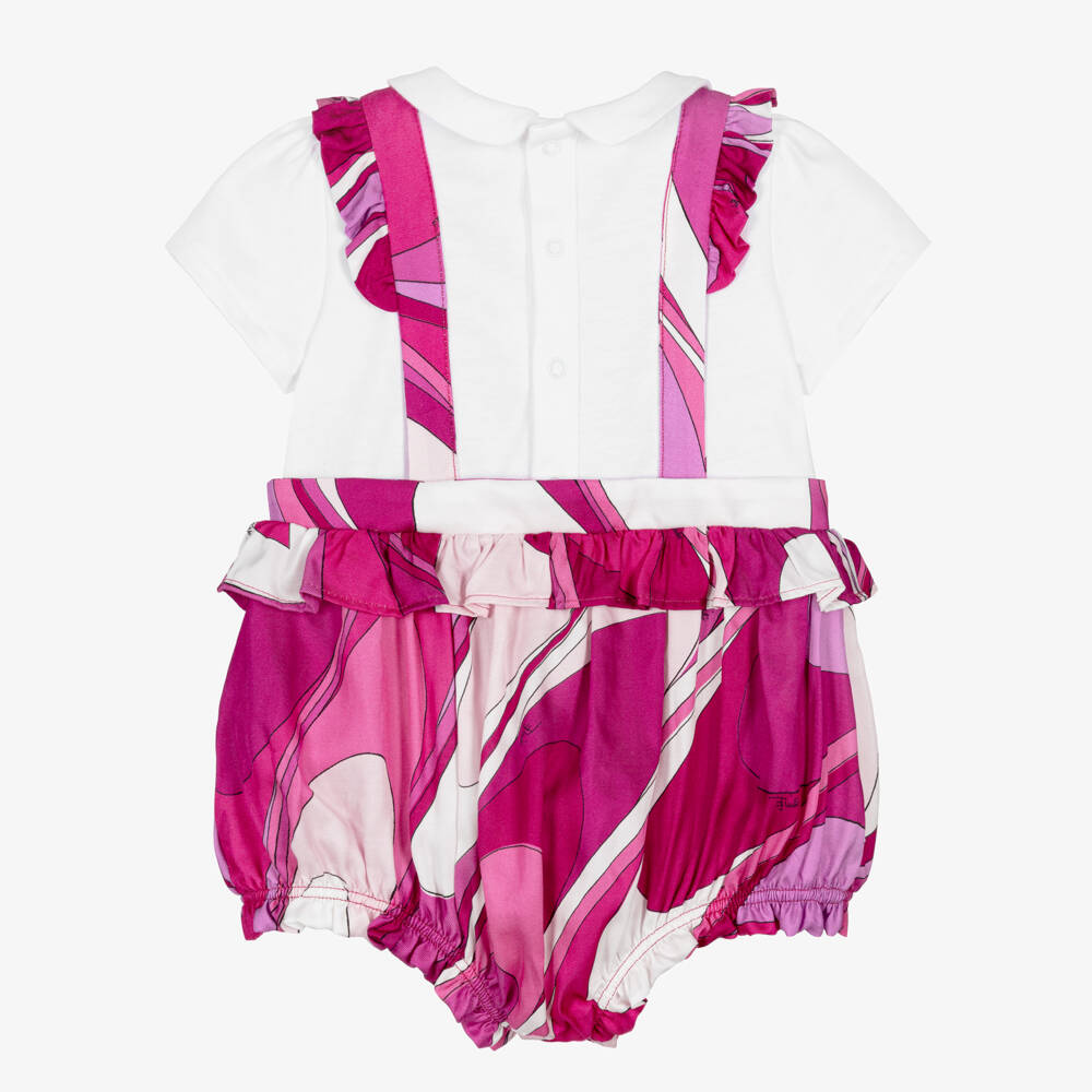 PUCCI-Baby Girls Pink & White Marmo Print Shortie  | Childrensalon