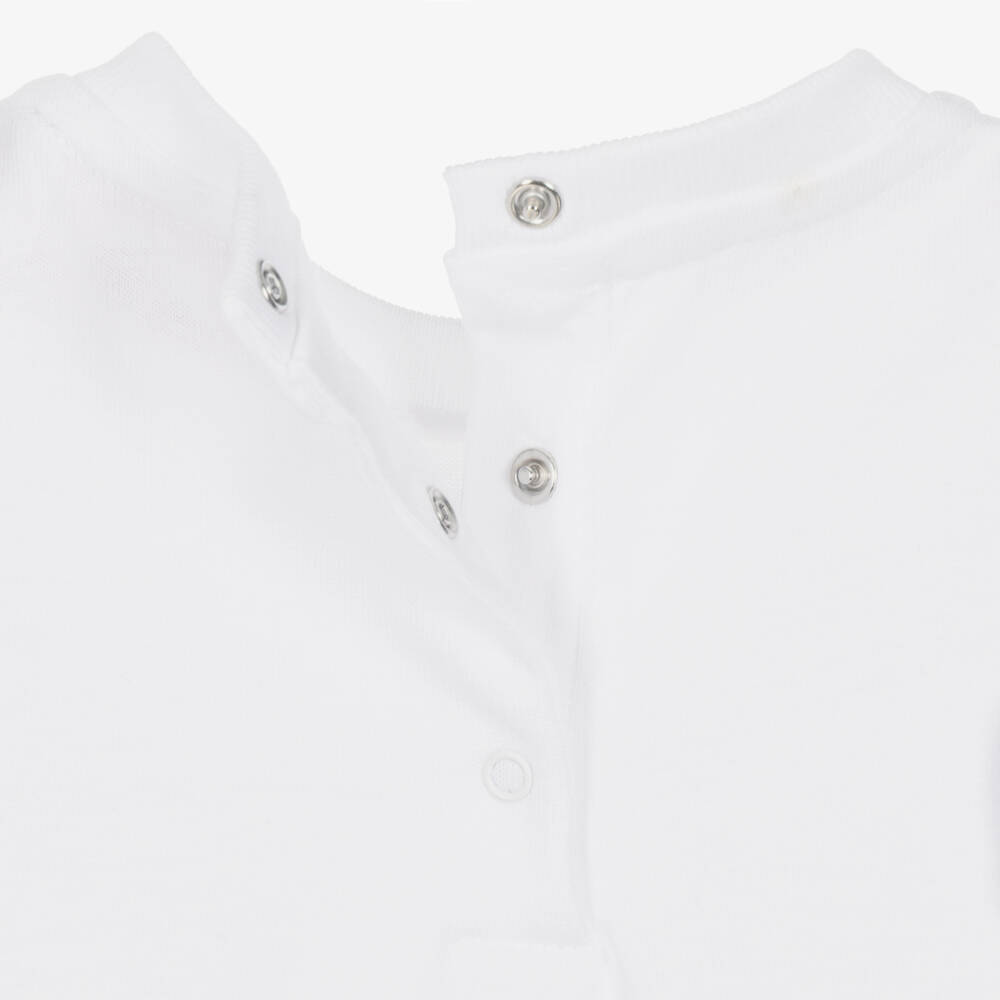 PUCCI-Baby Girls White Cotton T-Shirt with Orchidee Ruffle | Childrensalon