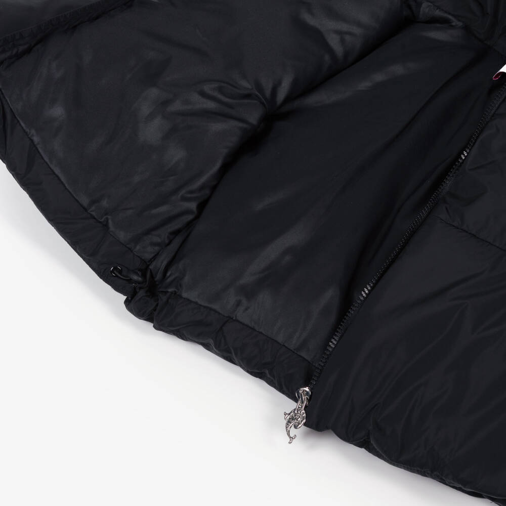 PUCCI-Girls Black Down Padded Jacket with Orchidee Print | Childrensalon