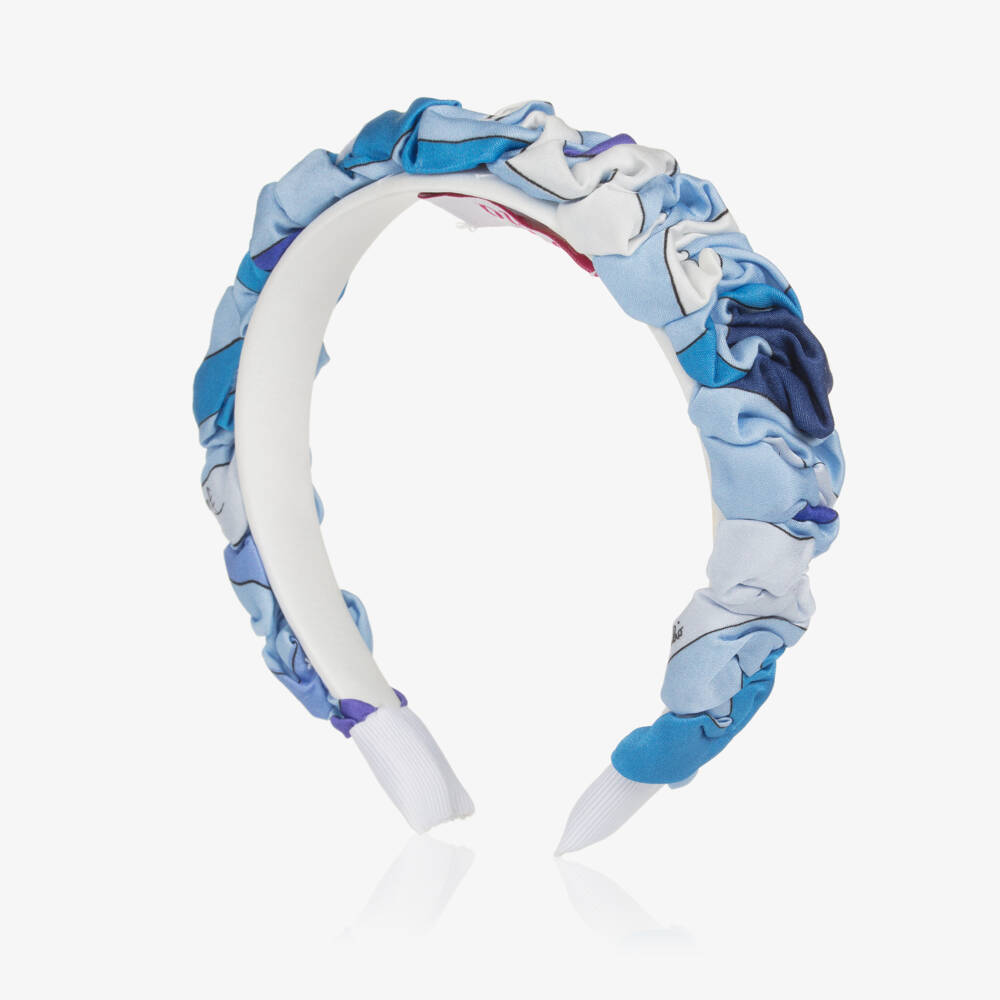 PUCCI-Girls Blue Marmo Print Silky Hairband | Childrensalon