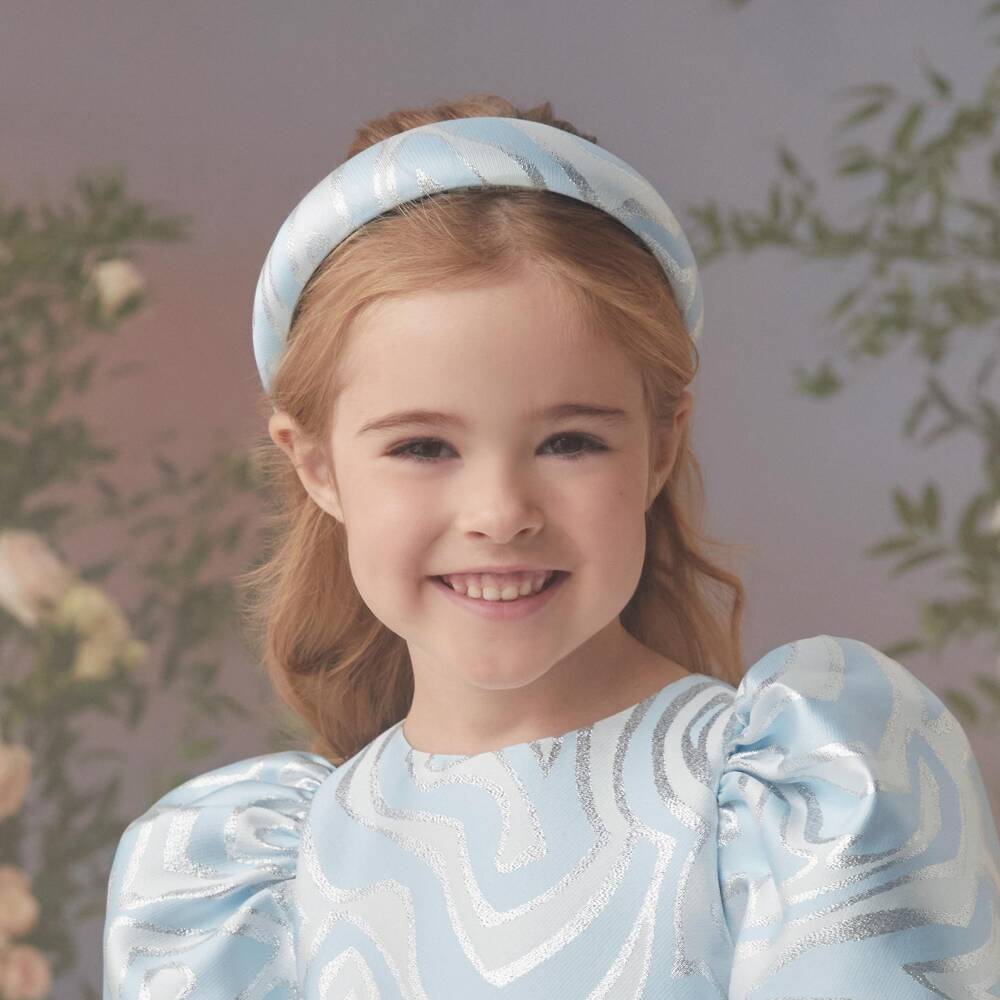 PUCCI-طوق شعربطبعة لابيرينتو لون أزرق وفضي للبنات | Childrensalon