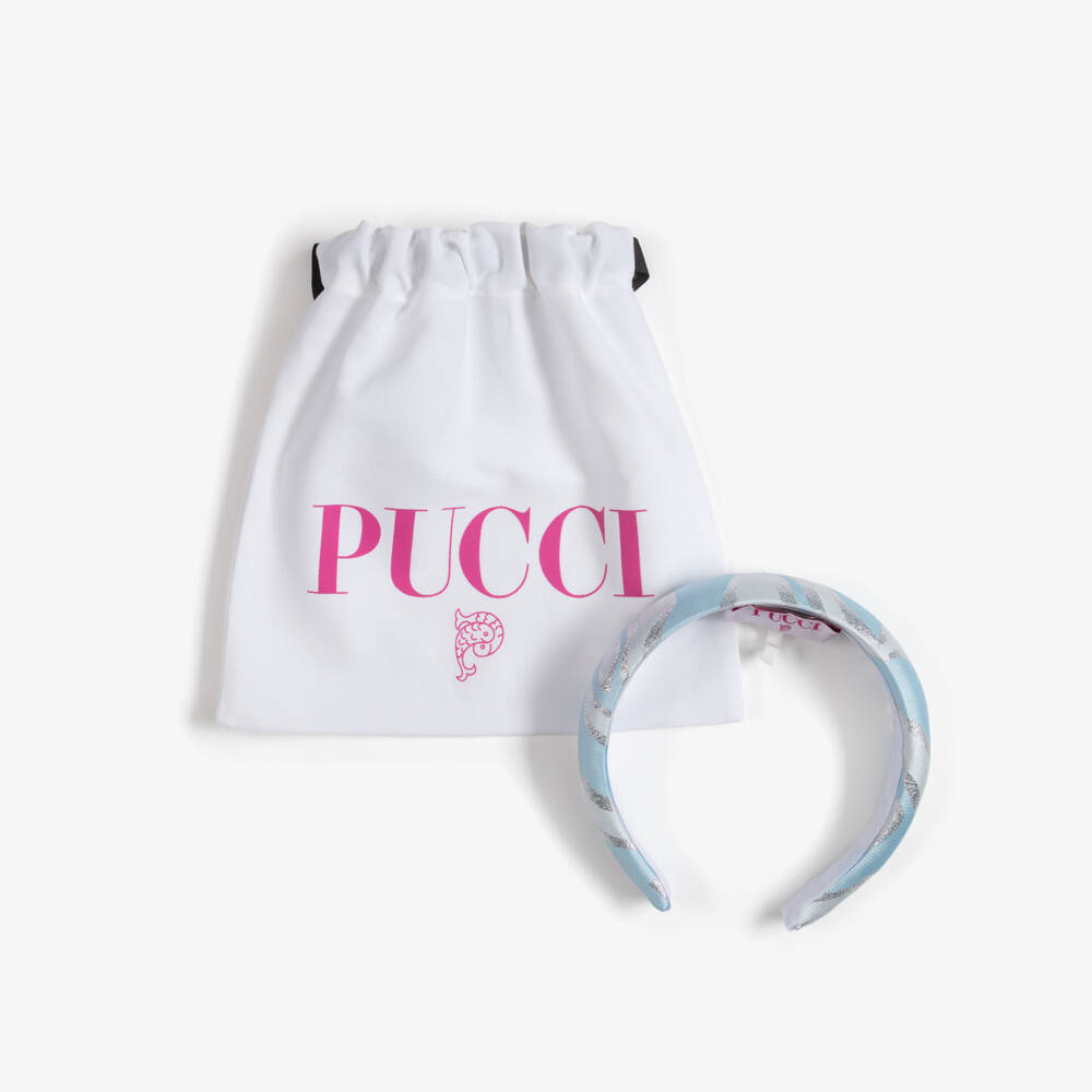 PUCCI-Girls Blue & Silver Labirinto Headband | Childrensalon